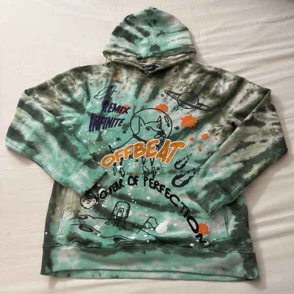 Offbeat Remix Infinite Embroidered Tie Dye Hoodie Men's Medium Concert Hoodie - Picture 13 of 16